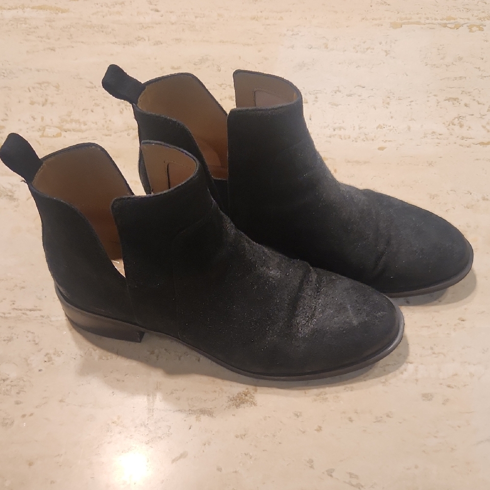 Franco Sarto Black Suede Ankle Booties